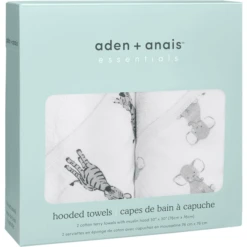 Aden + Anais™ Essential S Badhanddoek Met Kap 2-pack Safari Babes -Kleine Wondertjes aden anais essential s badhanddoek met kap 2 pack safari babes a391391 3