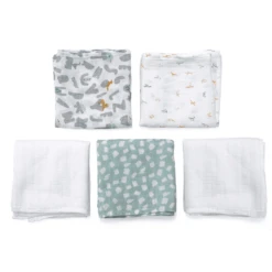 Aden + Anais™ Essential S Katoenen Mousseline Doekjes 5-pack Alpha Bet Animals 60 X 60 Cm -Kleine Wondertjes aden anais essential s katoenen mousseline doekjes 5 pack alpha bet animals 60 x 60 cm a383647 4