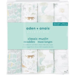 Aden + Anais™ Essential S Katoenen Mousseline Draagdoek 4 Pak Voyage -Kleine Wondertjes aden anais essential s katoenen mousseline draagdoek 4 pak voyage a390102 2