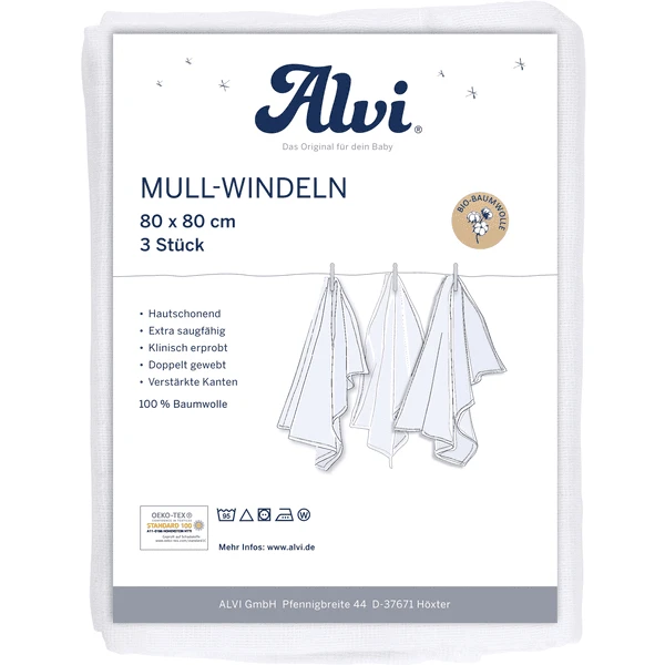 Alvi ® Gaasluiers 3-pack Wit 80 X 80 Cm 5 Alvi ® Gaasluiers 3-pack Wit 80 X 80 Cm - Afbeelding 5