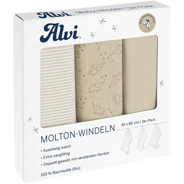 Alvi ® Molton Luiers 3-pack Starfant 80 X 80 Cm 1 Alvi ® Molton Luiers 3-pack Starfant 80 X 80 Cm