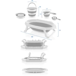 BabyJem Badset Opvouwbaar 3-delig, Grijs -Kleine Wondertjes babyjem badset opvouwbaar 3 delig grijs a375732 4