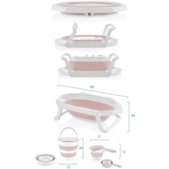 BabyJem Badset Opvouwbaar 3-delig, Roze -Kleine Wondertjes babyjem badset opvouwbaar 3 delig roze a375735 4