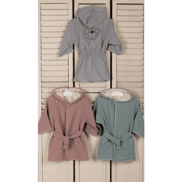 Be Be 's Collection Muslin Badjas Grijs 2 Be Be 's Collection Muslin Badjas Grijs - Afbeelding 2