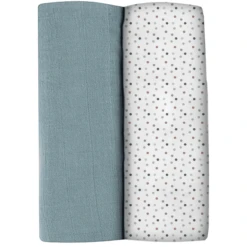 BEABA ® Set Van 2 Burp Cloths Baltic Blue/Dots 120 X 120 Cm