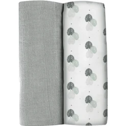 BEABA ® Set Van 2 Burp Doeken Mirage Grijs /Jungle 120 X 120 Cm