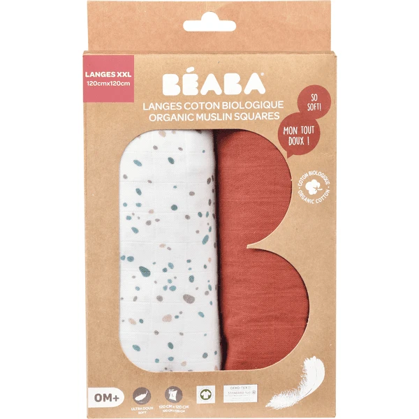 BEABA ® Set Van 2 Burp Doeken Mirage Hot Sauce / Terrazzo 120 X 120 Cm 2 BEABA ® Set Van 2 Burp Doeken Mirage Hot Sauce / Terrazzo 120 X 120 Cm - Afbeelding 2