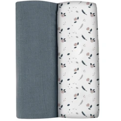 BEABA ® Set Van 2 Burp Doeken Mirage Storm/Spring Flower 120 X 120 Cm -Kleine Wondertjes beaba set van 2 burp doeken mirage storm spring flower 120 x 120 cm a365385 3