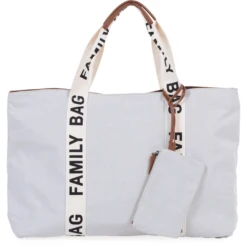Childhome CHILD HOME Family Bag Signature Canvas Uit White -Kleine Wondertjes child home family bag signature canvas uit white a401399 2