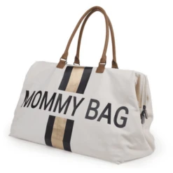 CHILDHOME Mommy Bag Groot Canvas Grey Stripes Black / Gold -Kleine Wondertjes childhome mommy bag groot canvas grey stripes black gold a261896 3