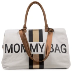 CHILDHOME Mommy Bag Groot Canvas Grey Stripes Black / Gold -Kleine Wondertjes childhome mommy bag groot canvas grey stripes black gold a261896 4