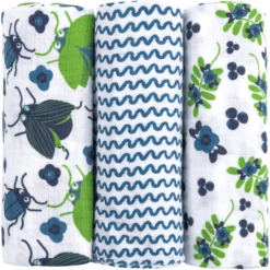 Emma & Noah Hydrofiele Doeken 3 Stuks Bloemen Blauw 80 X 80 Cm -Kleine Wondertjes emma noah hydrofiele doeken 3 stuks bloemen blauw 80 x 80 cm a275510 3