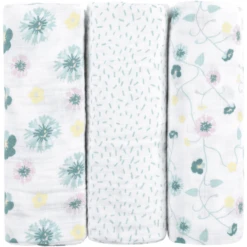 Emma & Noah Hydrofiele Doeken 3 Stuks Bloemen Mint 80 X 80 Cm -Kleine Wondertjes emma noah hydrofiele doeken 3 stuks bloemen mint 80 x 80 cm a275501 3