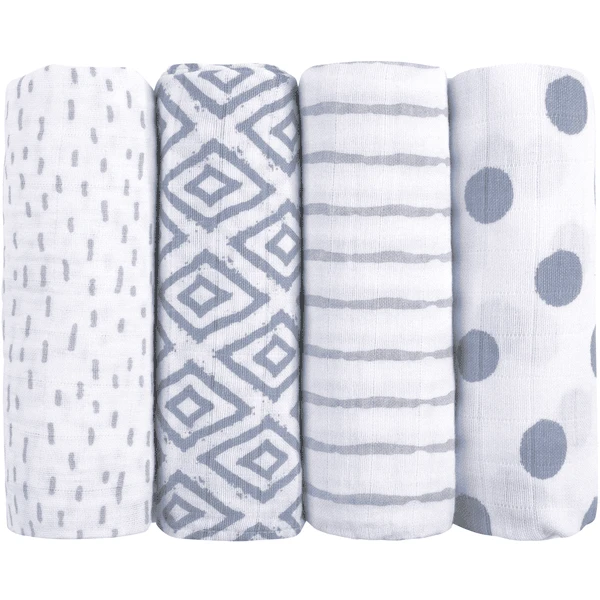 Emma & Noah Hydrofiele Doeken 4 Stuks Blauw 80 X 80 Cm 1 Emma & Noah Hydrofiele Doeken 4 Stuks Blauw 80 X 80 Cm