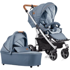 GESSLEIN Combi Kinderwagen F4 Air+, Medium Blauw / Palmboom