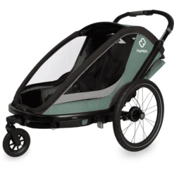 Hamax Kinderfietskar Cocoon Met Verstelbare Slaapstand Green / Black -Kleine Wondertjes hamax kinderfietskar cocoon met verstelbare slaapstand green black a415125 2