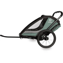 Hamax Kinderfietskar Cocoon ONE Met Verstelbare Slaapstand Green / Black -Kleine Wondertjes hamax kinderfietskar cocoon one met verstelbare slaapstand green black a415136 2