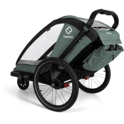 Hamax Kinderfietskar Cocoon ONE Met Verstelbare Slaapstand Green / Black -Kleine Wondertjes hamax kinderfietskar cocoon one met verstelbare slaapstand green black a415136 4