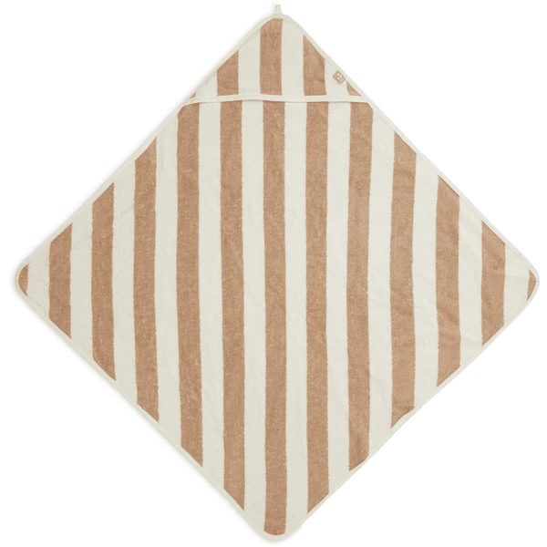 Jollein Badhanddoek Met Kap Stripe Terry 75x75cm Biscuit 1 Jollein Badhanddoek Met Kap Stripe Terry 75x75cm Biscuit