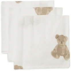 Jollein Burp Cloth Muslin 3-Pack Teddy Bear