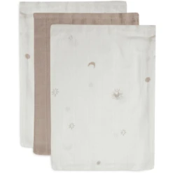 Jollein Flanellen Mousseline 3-Pack Stargaze Biscuit -Kleine Wondertjes jollein flanellen mousseline 3 pack stargaze biscuit a385576 3