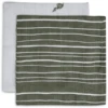 Jollein Keukendoekje Mousseline 2-pack Stripe Olive Leaf Green