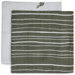 Jollein Keukendoekje Mousseline 2-pack Stripe Olive Leaf Green -Kleine Wondertjes jollein keukendoekje mousseline 2 pack stripe olive leaf green a385590 4