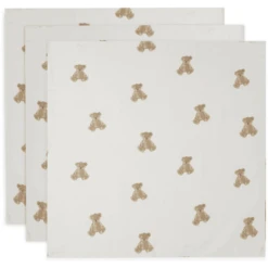 Jollein Muslin Gauze Cloth 3-Pack Teddy Bear -Kleine Wondertjes jollein muslin gauze cloth 3 pack teddy bear a385471 3