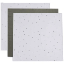 Jollein Muslin Gauze Doek 70x70cm 3-Pack Stargaze Leaf Green -Kleine Wondertjes jollein muslin gauze doek 70x70cm 3 pack stargaze leaf green a385468 4