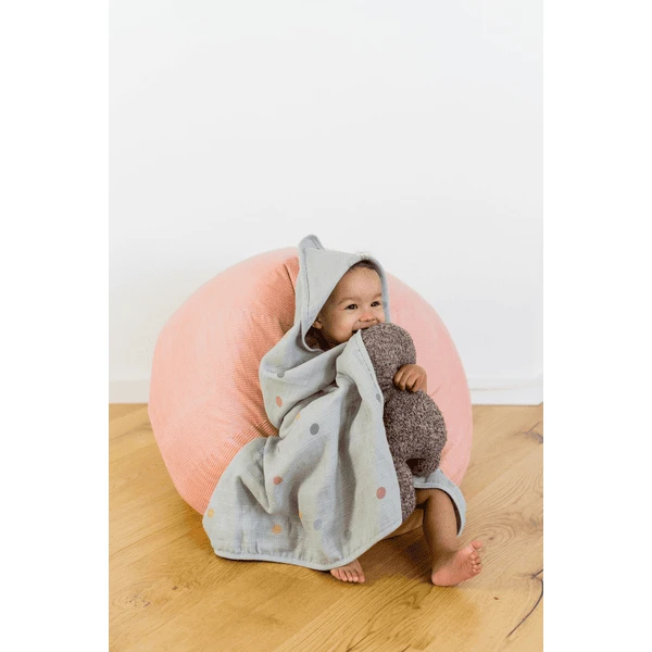 KINDSGUT Mousseline Handdoek Met Kap, Stippen 2 KINDSGUT Mousseline Handdoek Met Kap, Stippen - Afbeelding 2