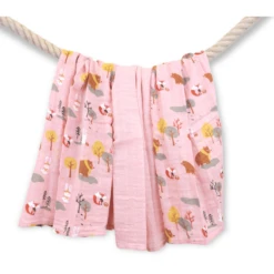 LITTLE Gaasluiers 3-pack Bosdieren Powder Rose -Kleine Wondertjes little gaasluiers 3 pack bosdieren powder rose a329241 3