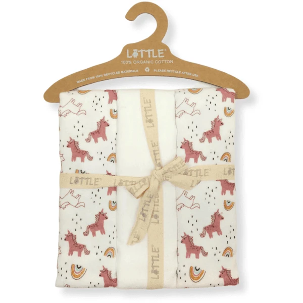 LITTLE Molleton Doekjes 3-Pack Regenboog White 3 LITTLE Molleton Doekjes 3-Pack Regenboog White - Afbeelding 3