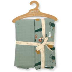 LITTLE Puck Doekjes 2-pack Bosdieren Green Thee -Kleine Wondertjes little puck doekjes 2 pack bosdieren green thee a329248 2