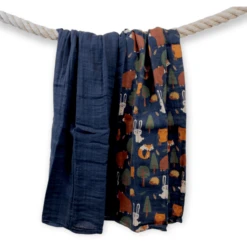 LITTLE Puckdoekjes 2 Stuk Organisch Forest Blauw-grijs -Kleine Wondertjes little puckdoekjes 2 stuk organisch forest blauw grijs a329252 3