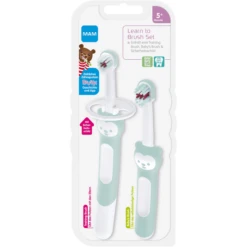 MAM Tandenborstelset Leren Poetsen 5+ Maanden, Turkoois -Kleine Wondertjes mam tandenborstelset leren poetsen 5 maanden turkoois a383324 2