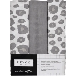 Meyco Gaasluiers 3-Pack Panter Neutraal/Grijs 70 X 70 Cm -Kleine Wondertjes meyco gaasluiers 3 pack panter neutraal grijs 70 x 70 cm a353086 4