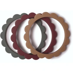 Mushie Bijtring Bloem Armband, Gedroogde Tijm/Kers/ Natural , 3 Stuks