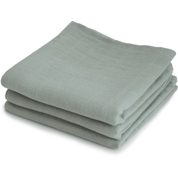 Mushie Musslin Doeken 3-Pack Sage 1 Mushie Musslin Doeken 3-Pack Sage