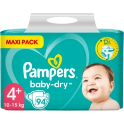 Pampers® Pampers Baby Dry, Gr.4+ Maxi Plus, 10-15kg, Maxi Pack (1x 94 Luiers)