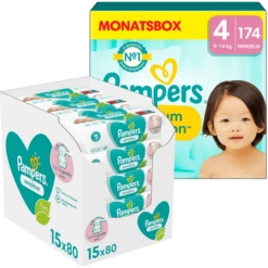 Pampers® Pampers Premium Protection , Maat 4, 9-14kg, Maandbox (1x 174 Luiers) En Pampers Sensitive Natte Doekjes 1200 Doekjes (15 X 80 Stuks) -Kleine Wondertjes pampers premium protection maat 4 9 14kg maandbox 1x 174 luiers en pampers sensitive natte doekjes 1200 doekjes 15 x 80 stuks a409050 4