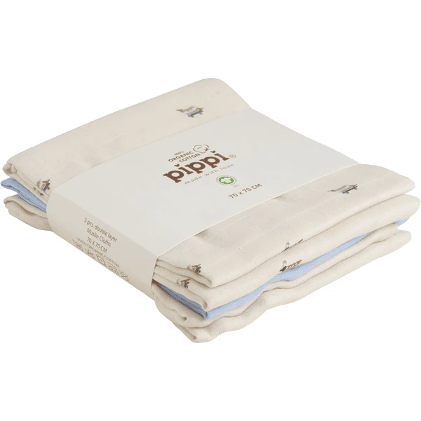 Pippi Mousseline Doekjes 3 Pak Baby Blauw 4 Pippi Mousseline Doekjes 3 Pak Baby Blauw - Afbeelding 4