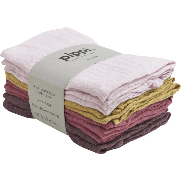 Pippi Washandjes 8-Pack Krijt Roze 2 Pippi Washandjes 8-Pack Krijt Roze - Afbeelding 2