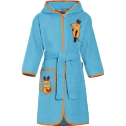 Playshoes Badjas Van Badstof De Muis Aqua Blauw