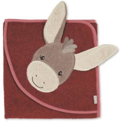 Sterntaler Ezel Motief Badlaken Emmily Donkerrood -Kleine Wondertjes sterntaler ezel motief badlaken emmily donkerrood a327095 2