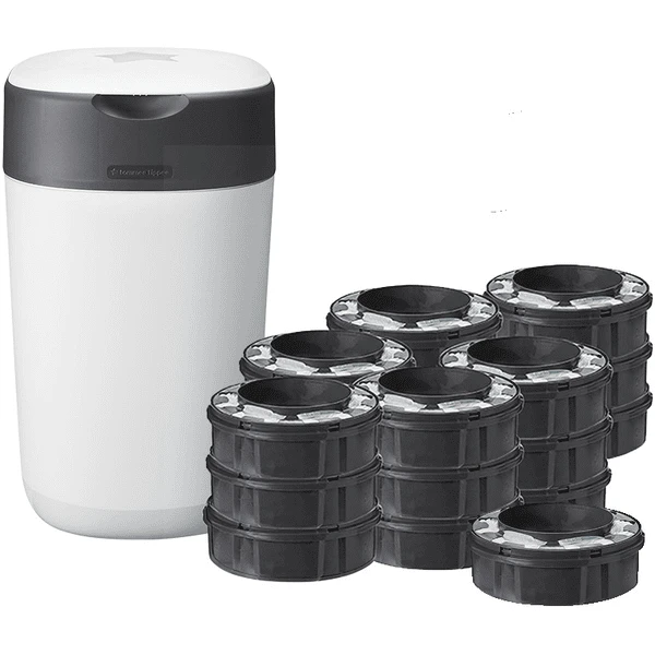 Tommee Tippee Luieremmer Twist & Click Advanced , Incl. 19 Cassettes Met Antibacteriële Film Van Duurzame Oorsprong Green In Wit. 1 Tommee Tippee Luieremmer Twist & Click Advanced , Incl. 19 Cassettes Met Antibacteriële Film Van Duurzame Oorsprong Green In Wit.