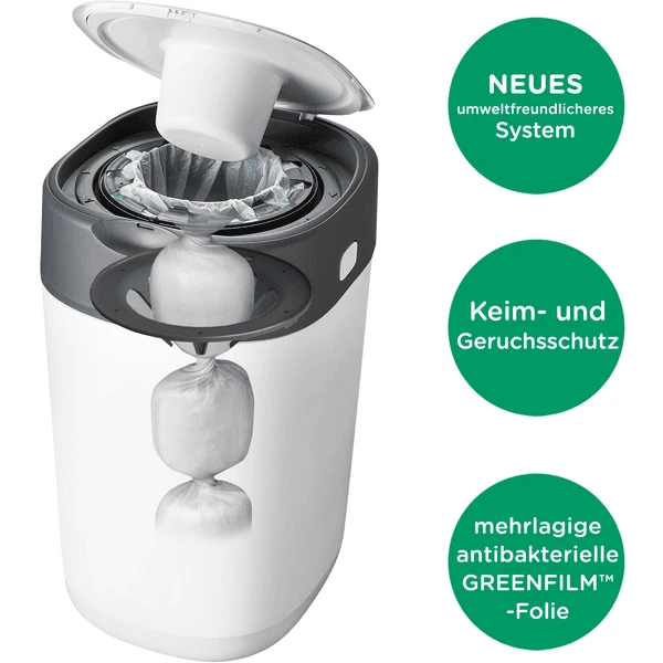 Tommee Tippee Twist & Click Advanced Luieremmer, Incl. 7 Cassettes Met Antibacteriële Green Folie Van Duurzame Herkomst In Wit 4 Tommee Tippee Twist & Click Advanced Luieremmer, Incl. 7 Cassettes Met Antibacteriële Green Folie Van Duurzame Herkomst In Wit - Afbeelding 4