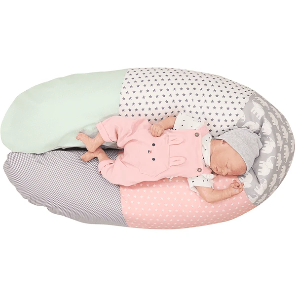 Ullenboom Patchwork Voedingskussen Olifant Mint Roze 190 X 38 Cm 2 Ullenboom Patchwork Voedingskussen Olifant Mint Roze 190 X 38 Cm - Afbeelding 2