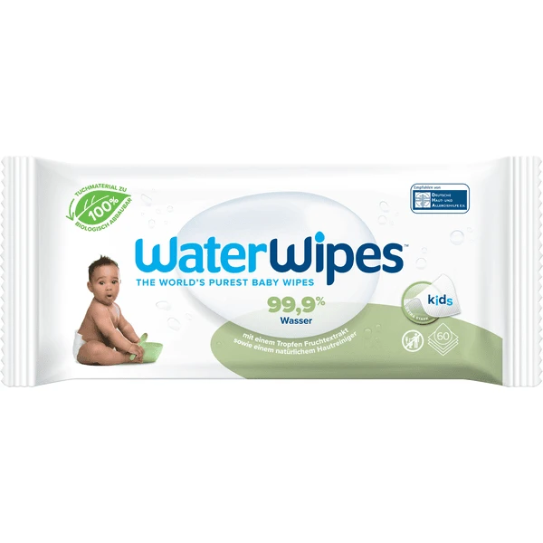 WaterWipes Babydoekjes, Kids, Biologisch Afbreekbaar, 60 Doekjes 1 WaterWipes Babydoekjes, Kids, Biologisch Afbreekbaar, 60 Doekjes