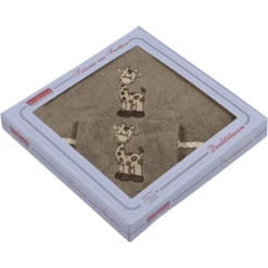 WÖRNER SÜDFROTTIER Set Badhanddoek Met Kap En Washandje Giraffe Lichtbruin 80 X 80 Cm