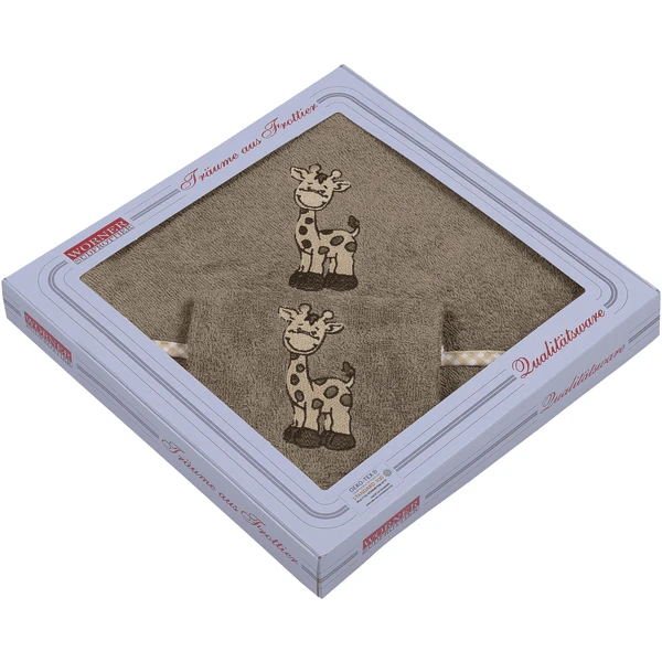 WÖRNER SÜDFROTTIER Set Badhanddoek Met Kap En Washandje Giraffe Lichtbruin 80 X 80 Cm 5 WÖRNER SÜDFROTTIER Set Badhanddoek Met Kap En Washandje Giraffe Lichtbruin 80 X 80 Cm - Afbeelding 5